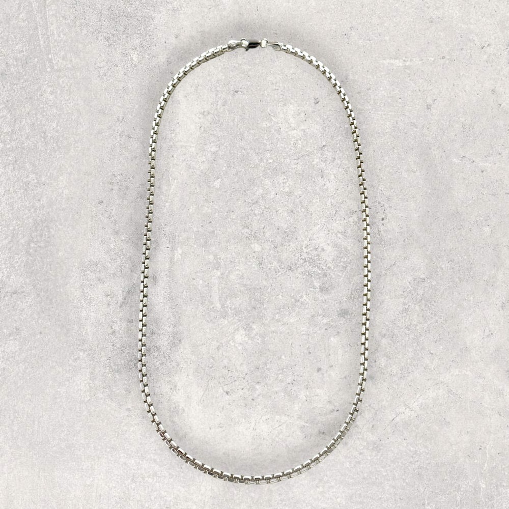 925 ITALY Sterling Silver Diamond Cut 2.75mm Box Chain Men's Necklace - Picture 3 of 6